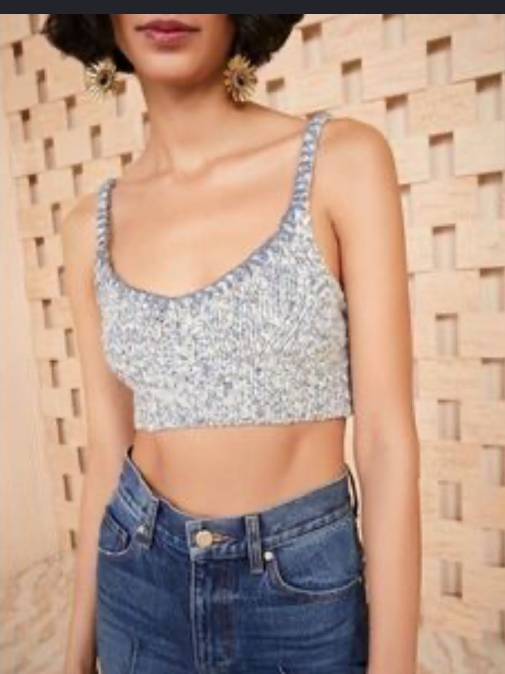 Nwot ULLA JOHNSON Lia Top Wool Blend Slate grey crop knit $295 rare summer boho